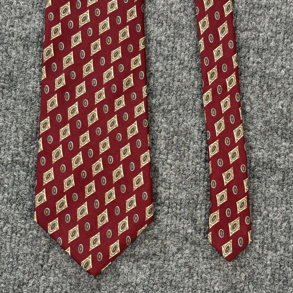 Sulka Tie Red Geometric 100% Silk Preppy Designer Necktie Made in France